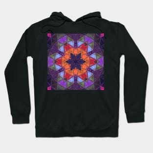 Mosaic Kaleidoscope Flower Orange Red Blue and Purple Hoodie